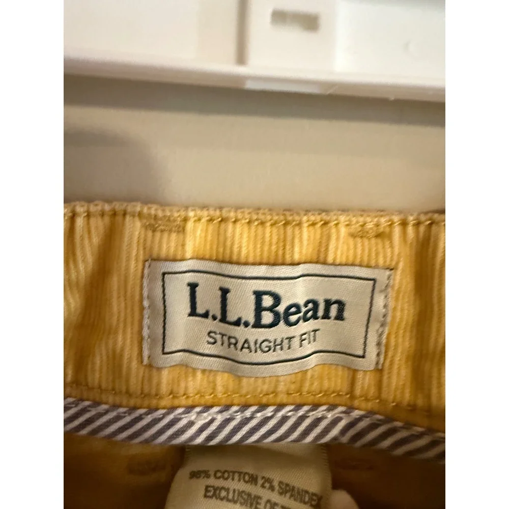 LL Bean Womens Corduroy Pants Mustard Yellow Straight Fit Size 6 Medium Tall